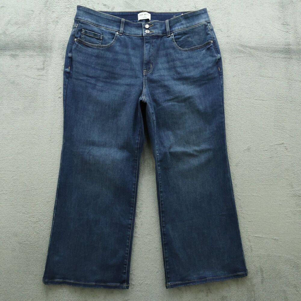 Lane Bryant Jeans Women's Size 22P Blue High-Rise Wide-Leg Denim 28" Inseam NWOT